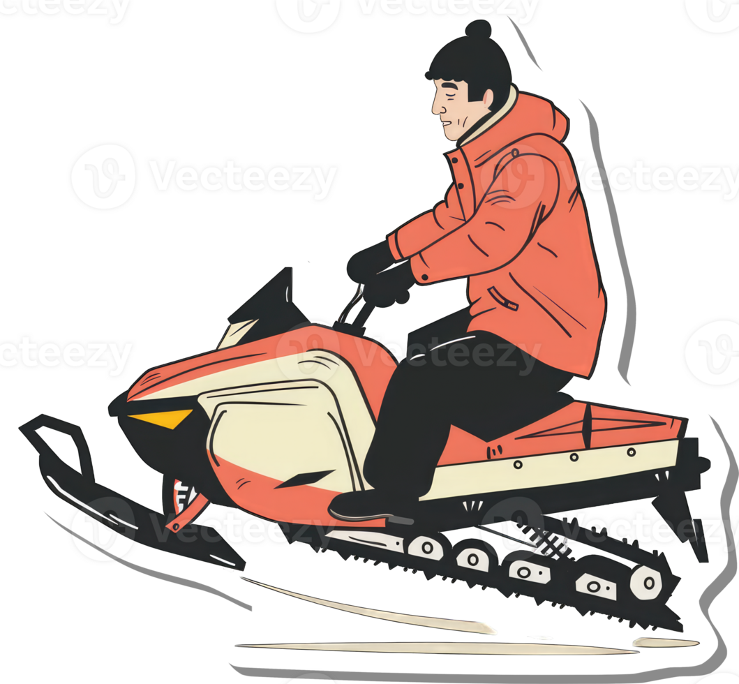 Man Riding Snowmobile Winter Recreation Adventure png