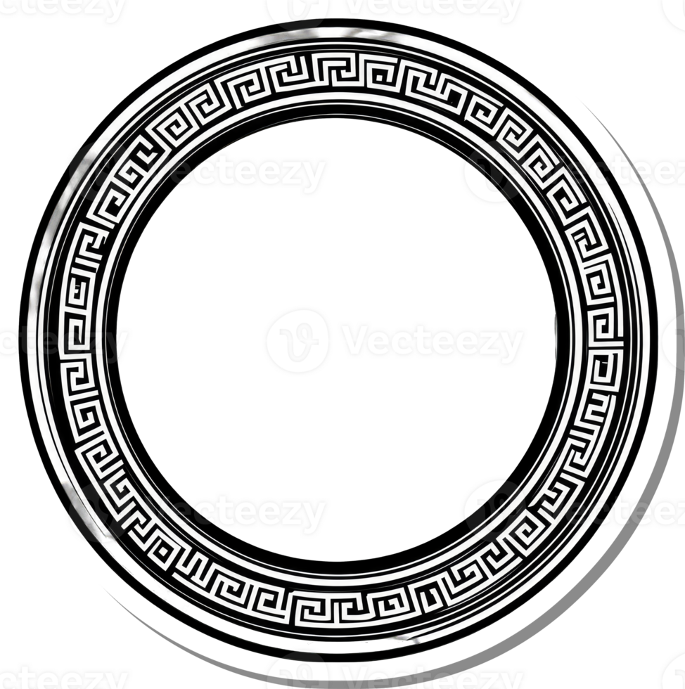 Circular Greek Key Design Border Frame png