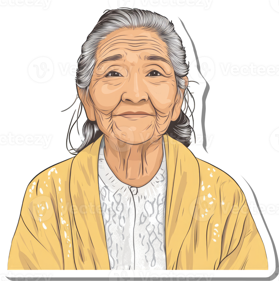 A Portrait of a Smiling Elderly Asian Woman png