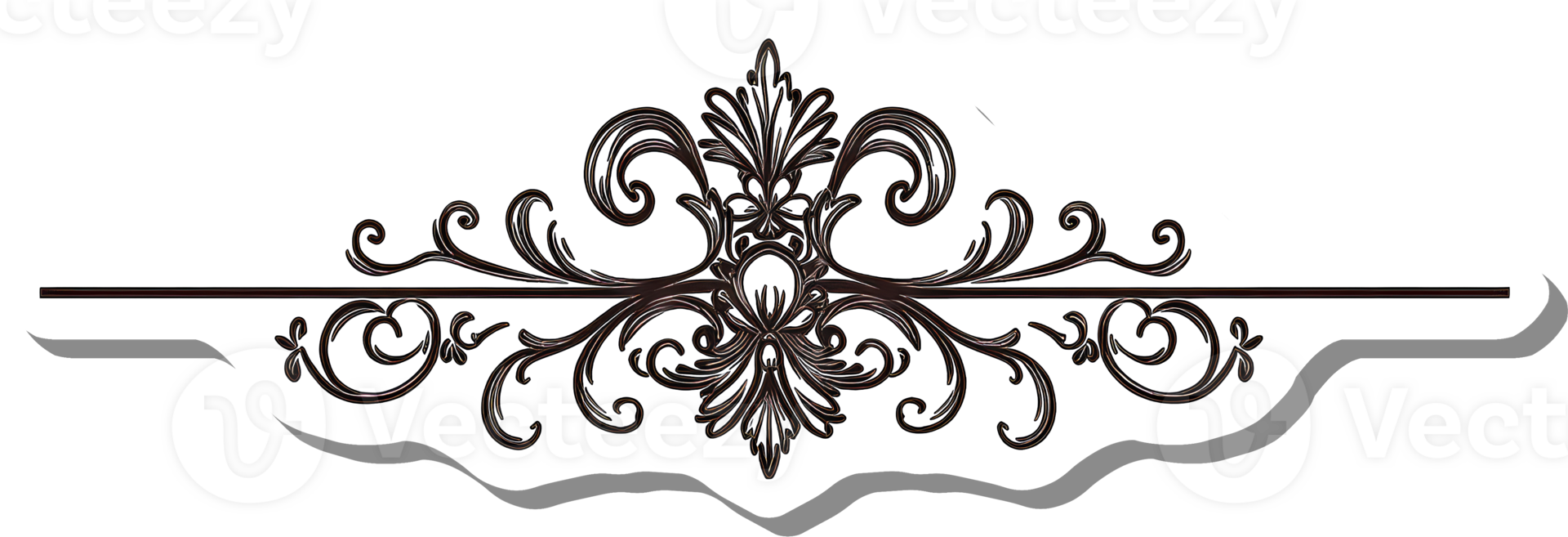 Elegant Ornate Floral Design Element Divider png