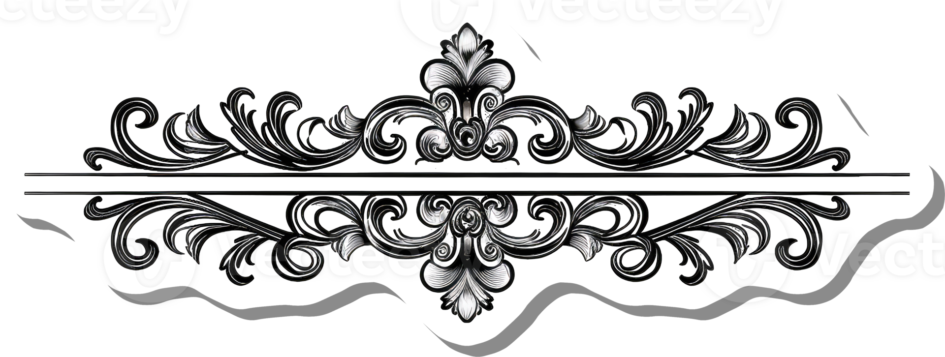 Elegant Black and White Flourish Design Element png