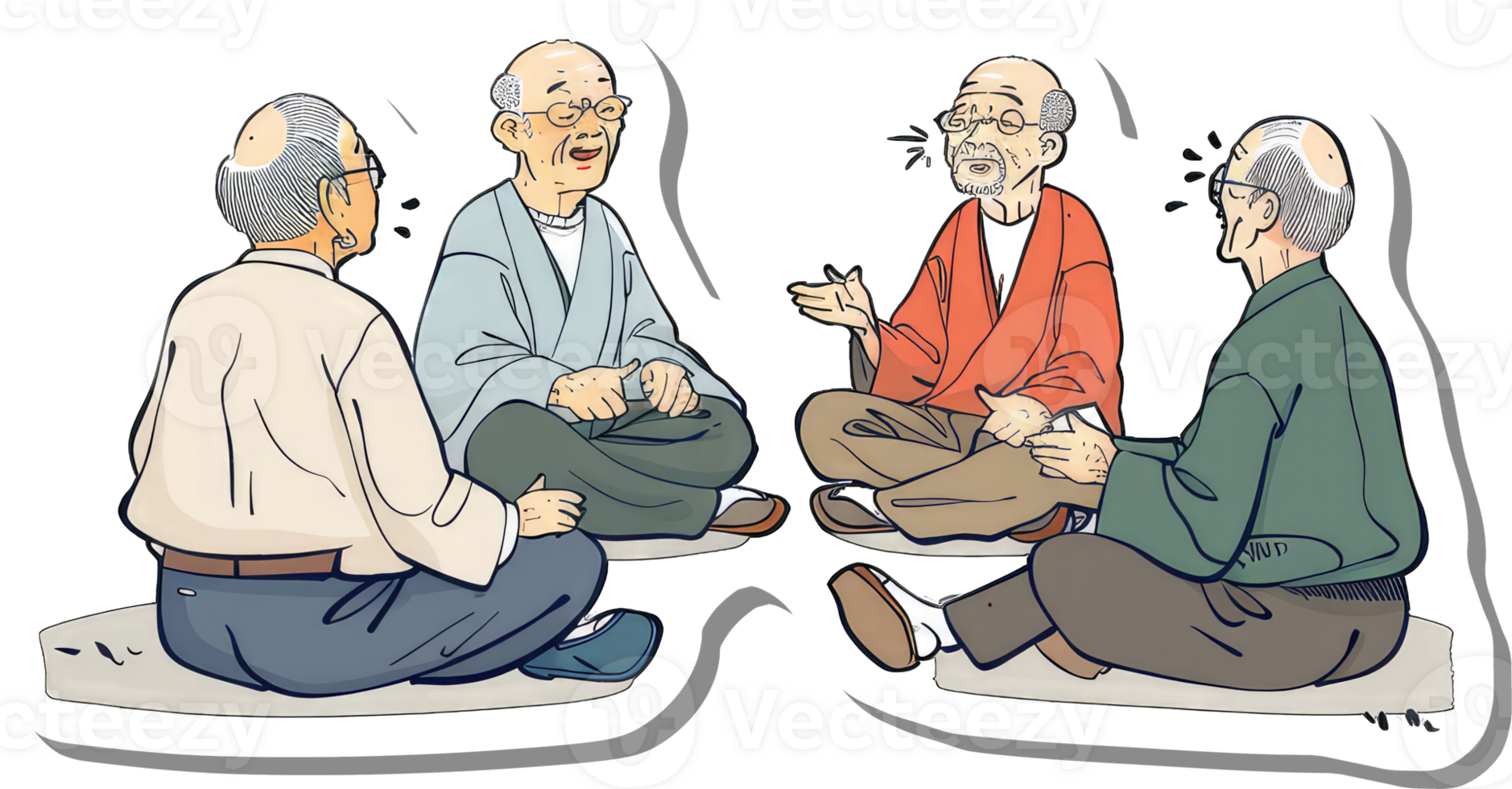 Elderly Men Engaging In Animated Conversation png