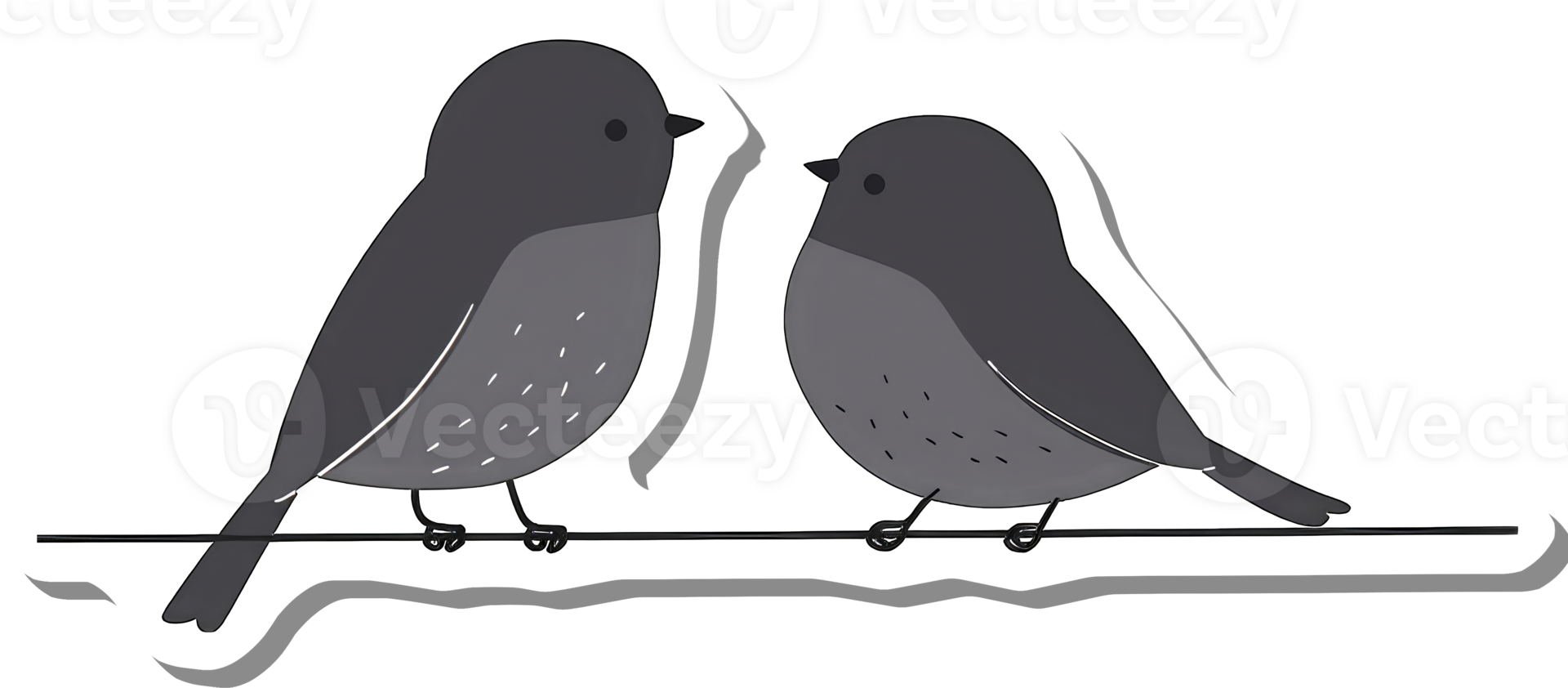 Two Dark Grey Birds Perched On A Wire png