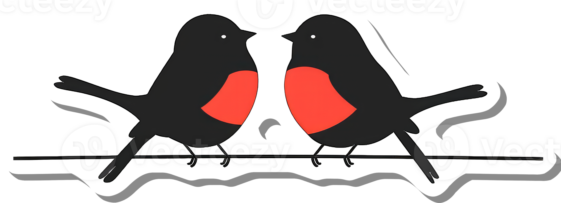 Two Birds Perched On A Wire Sharing A Heart png