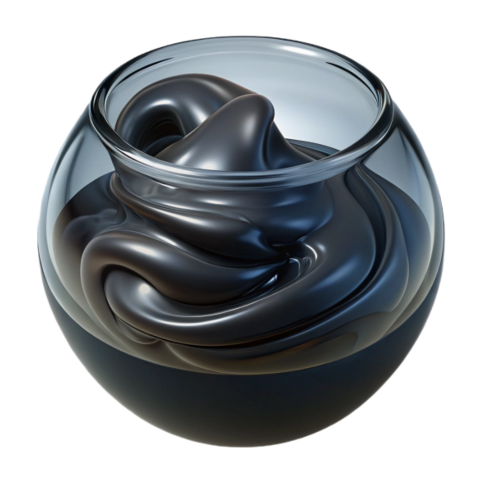 3D Render Dark Liquid in Glass Bowl Abstract Background Illustration png