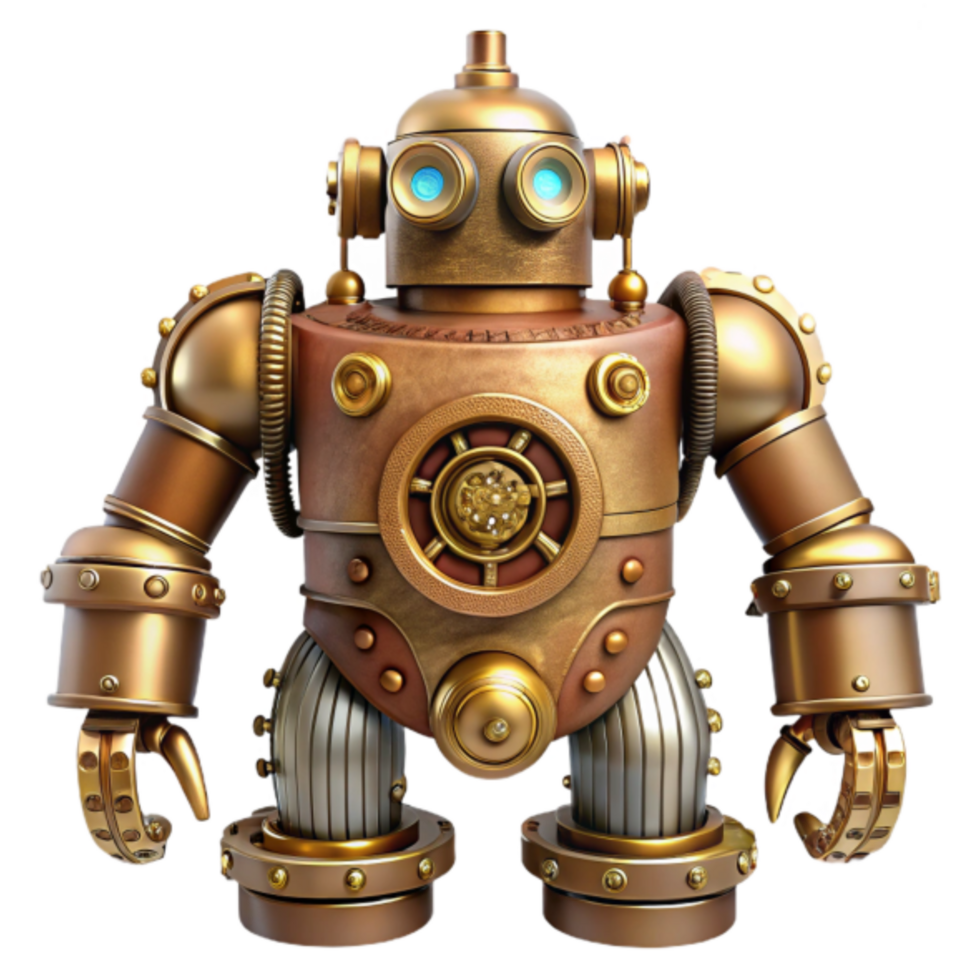 Steampunk Robot 3D Illustration A Golden Age Mechanical Marvel png