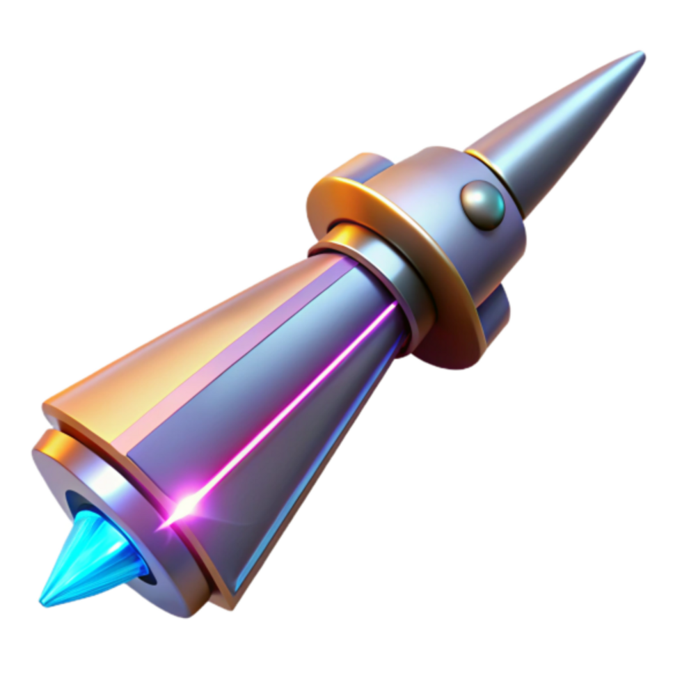 Glowing Metallic 3D Render of a Futuristic Weapon png