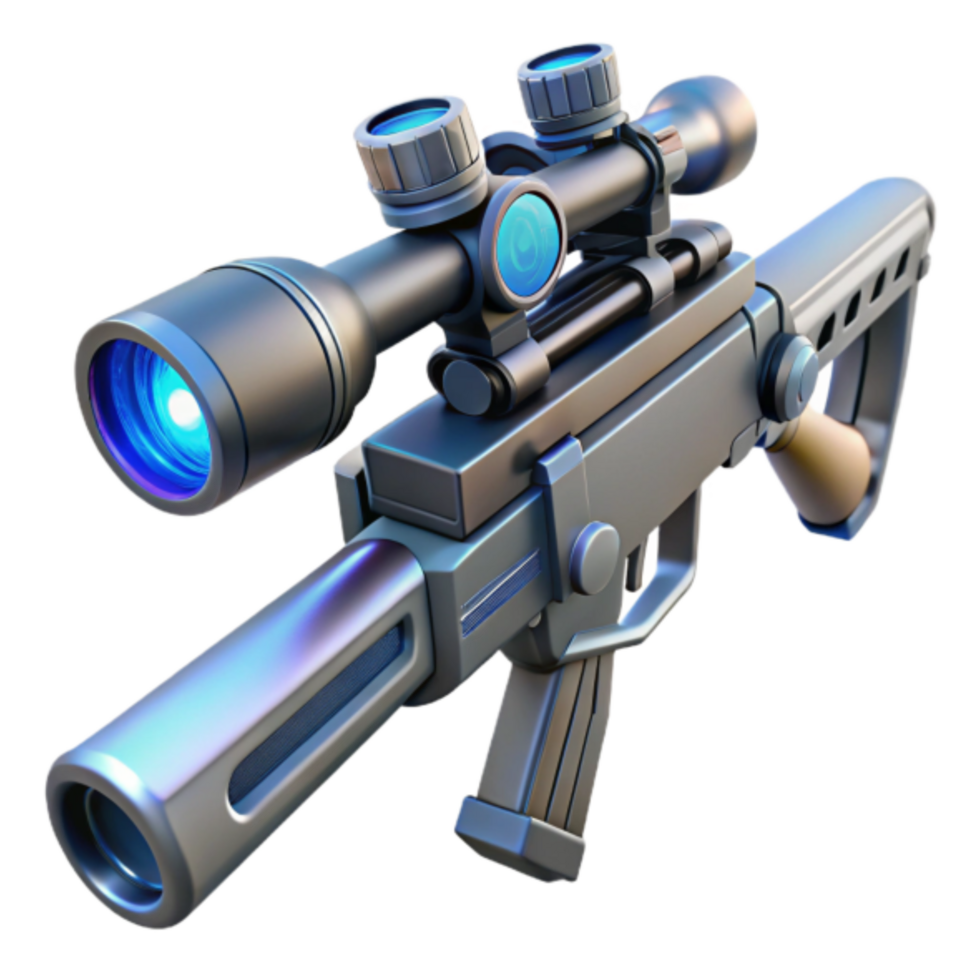 Futuristic Sniper Rifle 3D Render, High-Detail Weapon Illustration png
