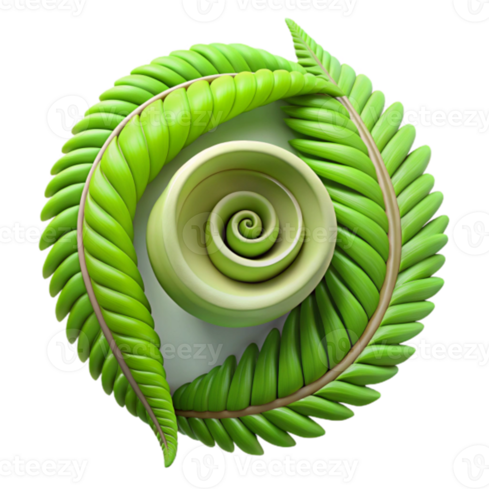 3D Render of Spiral Fern Leaves Abstract Background Image png