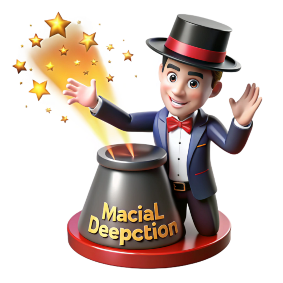 3D Illustration Magic Show Magician with Stars, Illusion, Deception png
