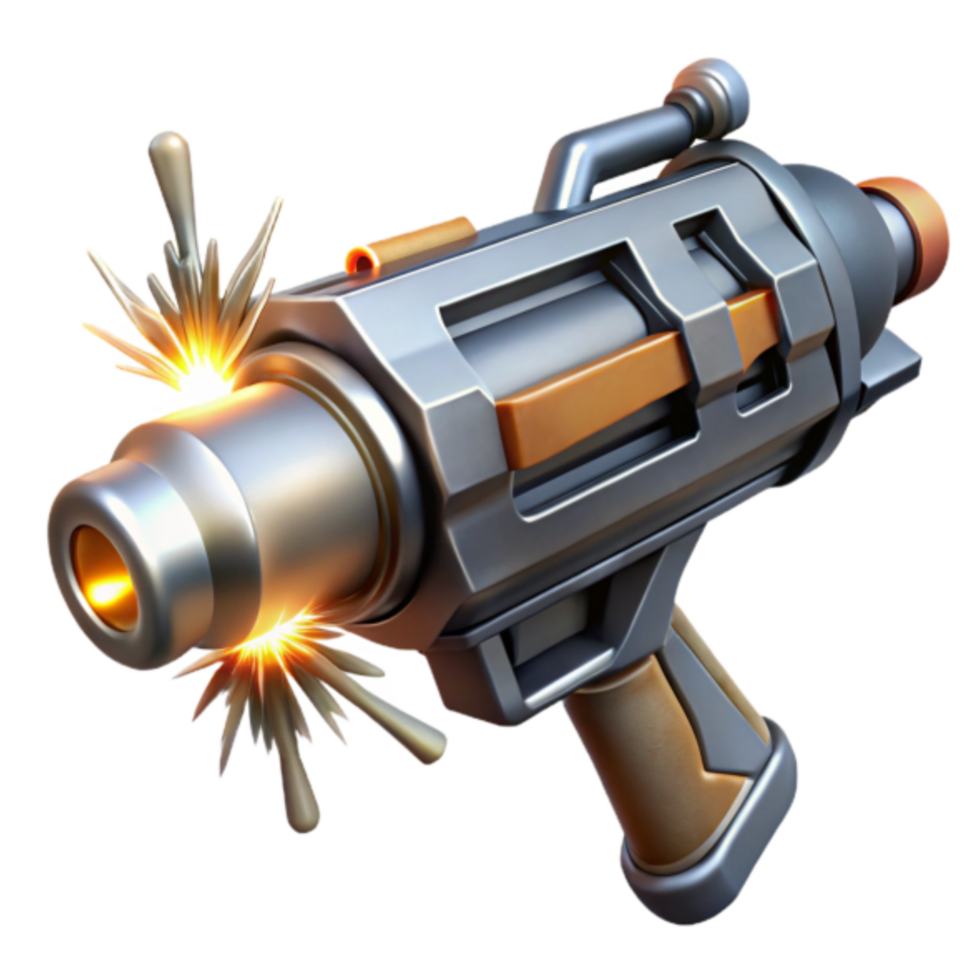 Futuristic Ray Gun 3D Render Sci-Fi Weapon Illustration with Energy Blast Effect png