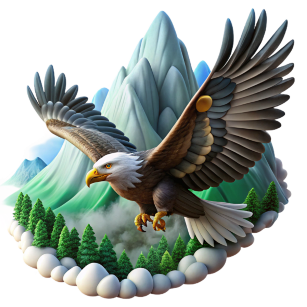 Majestic Eagle Soaring Above Mountain Peaks Illustration png