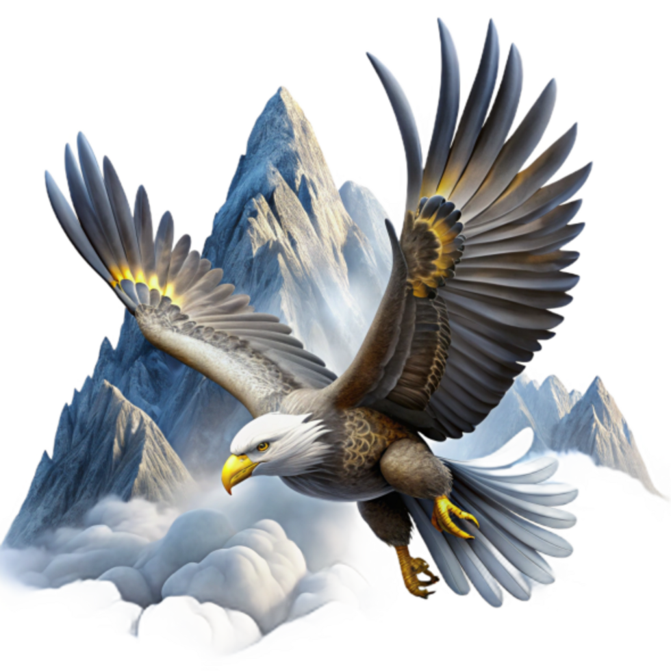 Majestic Eagle Soaring Above Mountains Illustration png