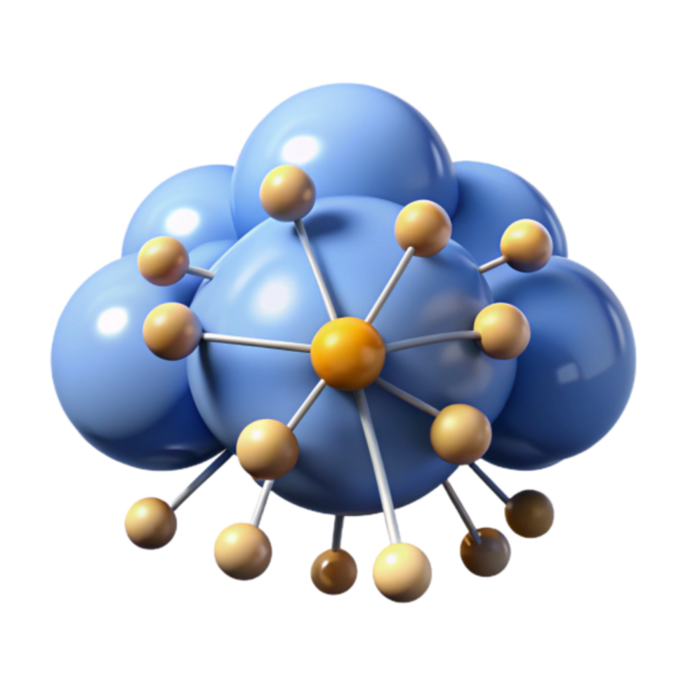 3D Render Blue and Orange Sphere Network Illustration png