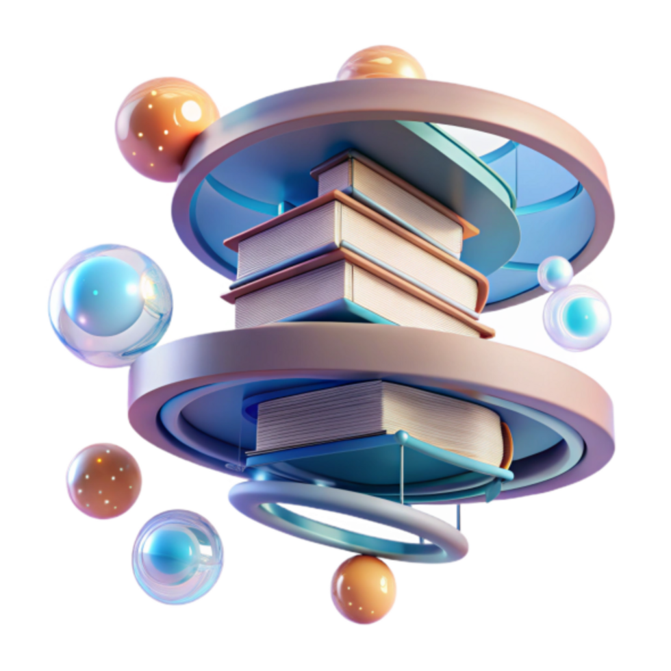 3D Render Stack of Books Abstract Background Illustration png