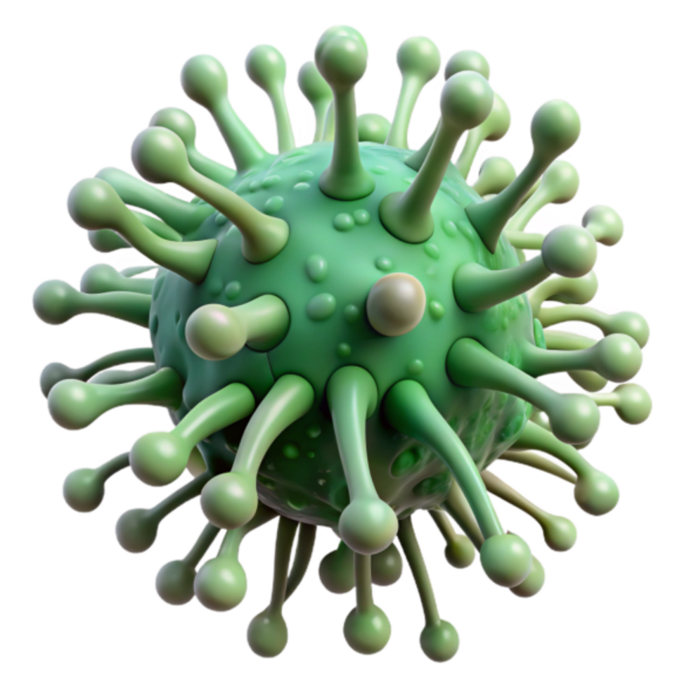 3D Render of a Virus Particle Microscopic View Green png