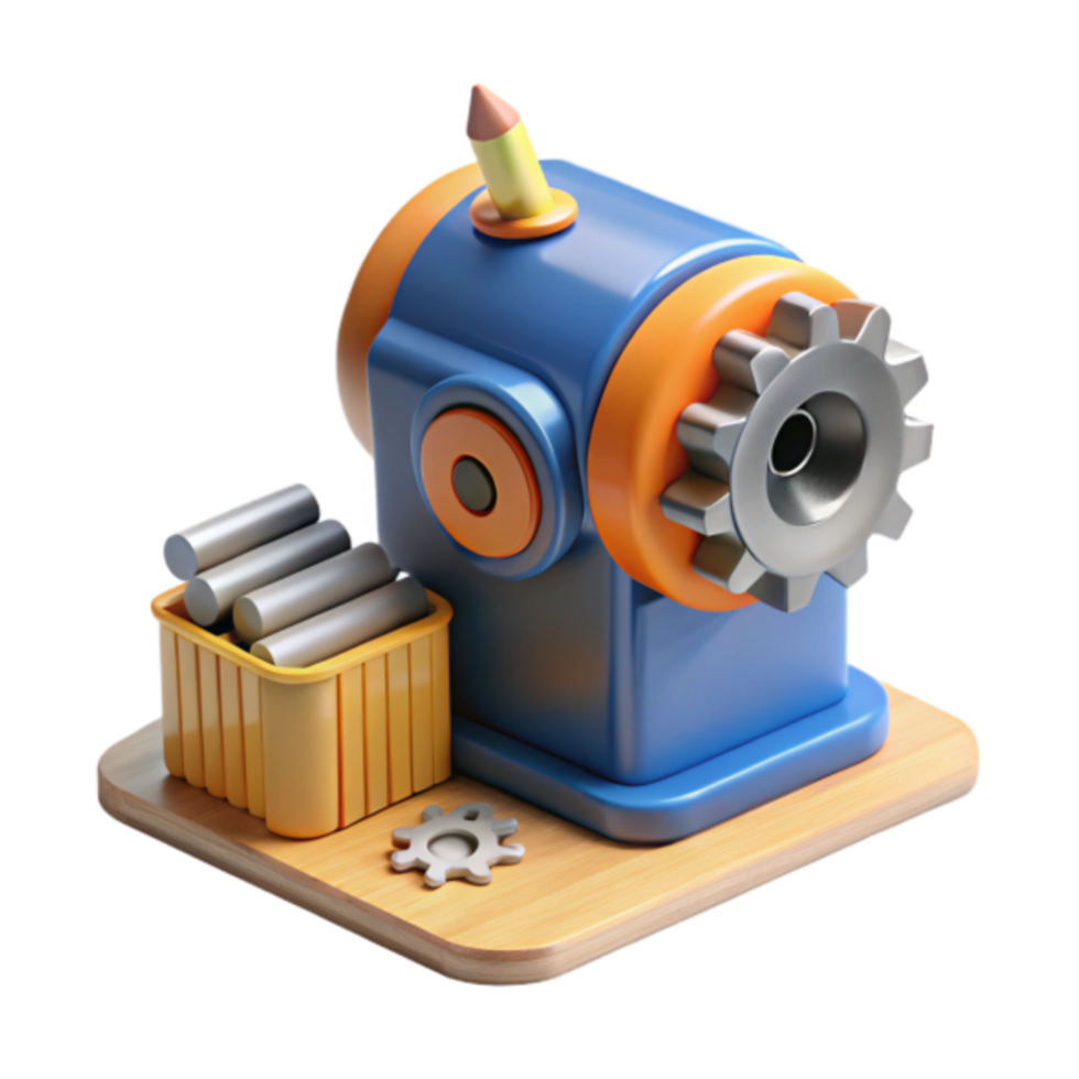 3D Render of a Cartoon Pencil Sharpener png