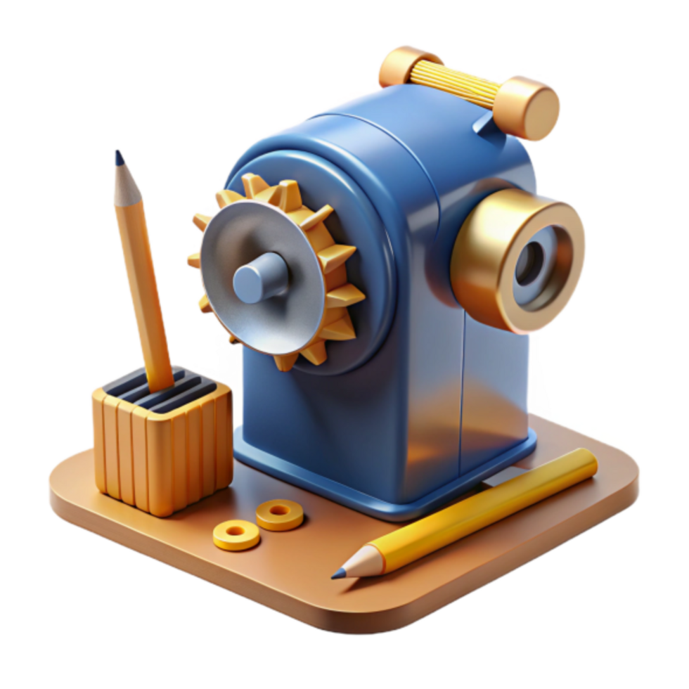 3D Render of a Pencil Sharpener with Pencils and Holder png