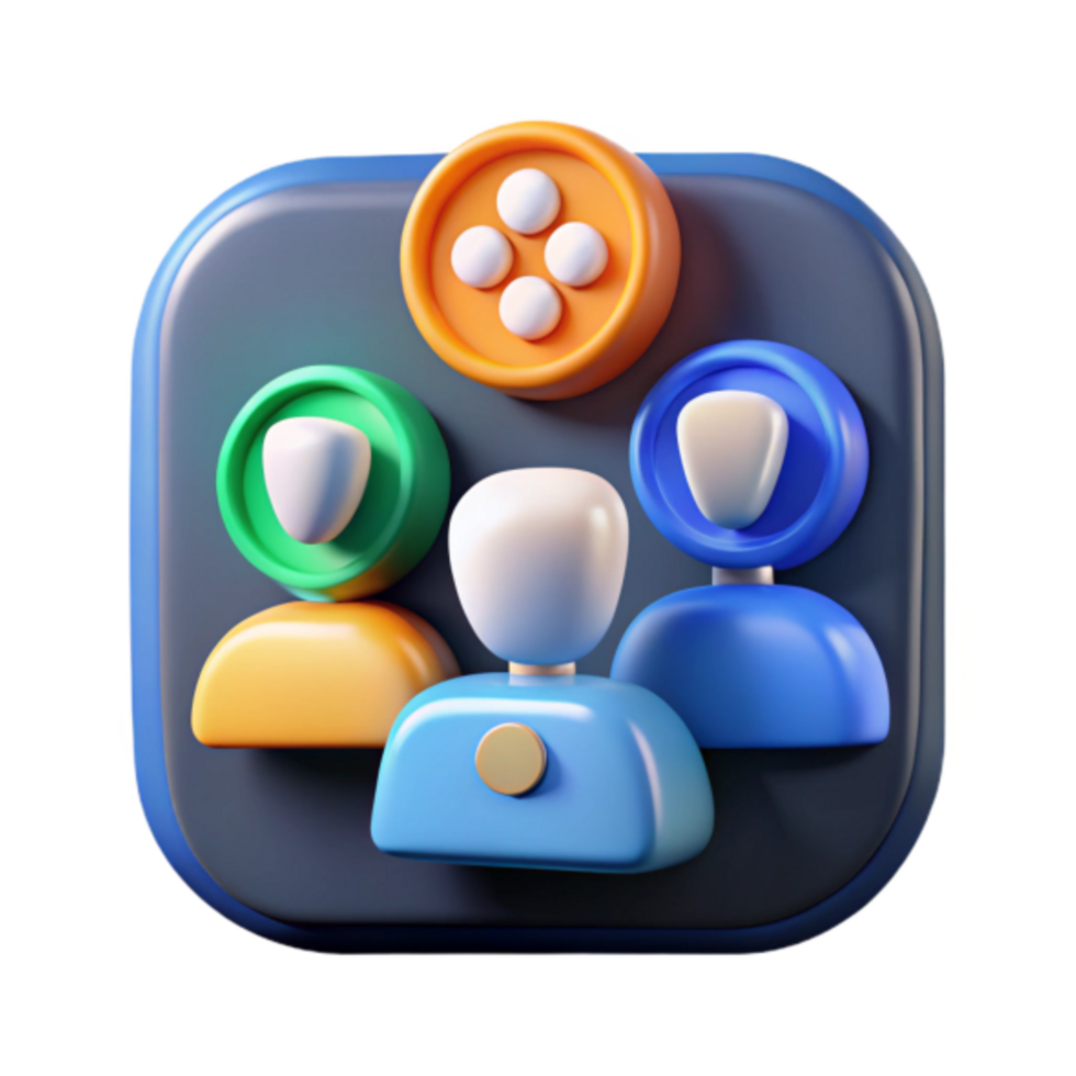3D App Icon Illustration Teamwork Collaboration Network Group png