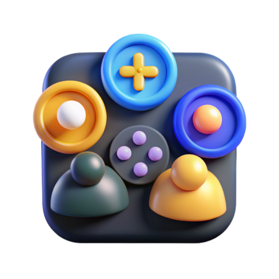 3D Render Colorful Game Controller Icon Illustration png