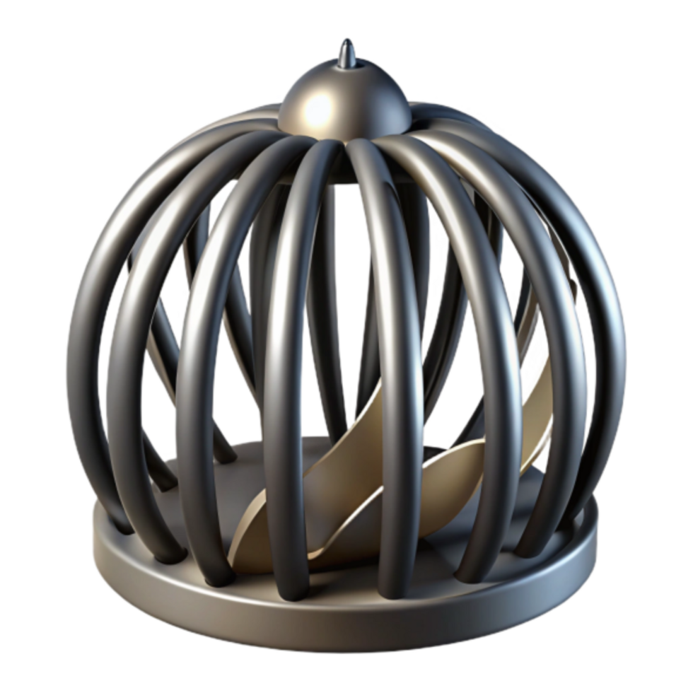 Abstract 3D Render of a Metal Cage Sphere Structure png