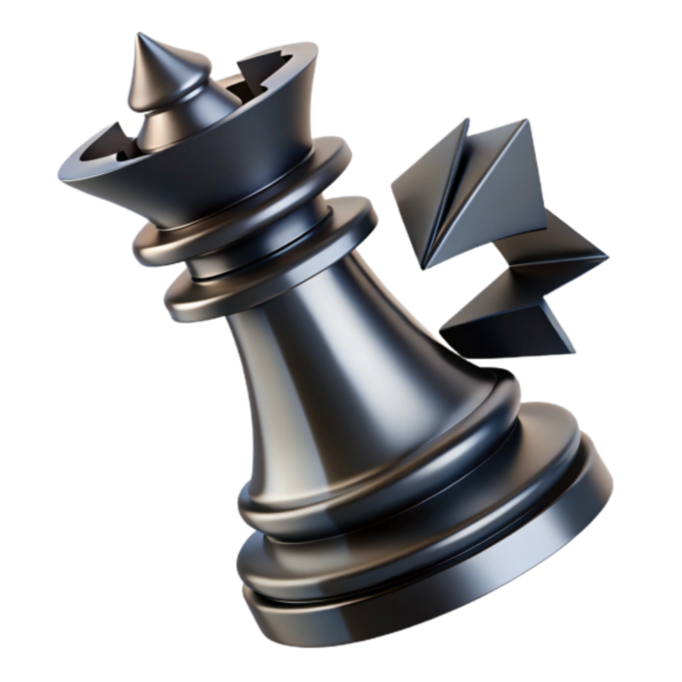3D of a Fallen Black Chess Queen Piece, Strategic Defeat Image png