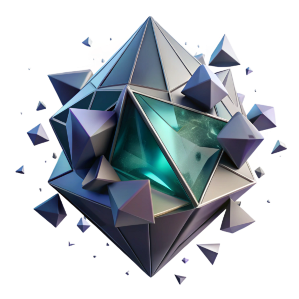 Abstract 3D Render of Exploding Geometric Crystal Cluster png