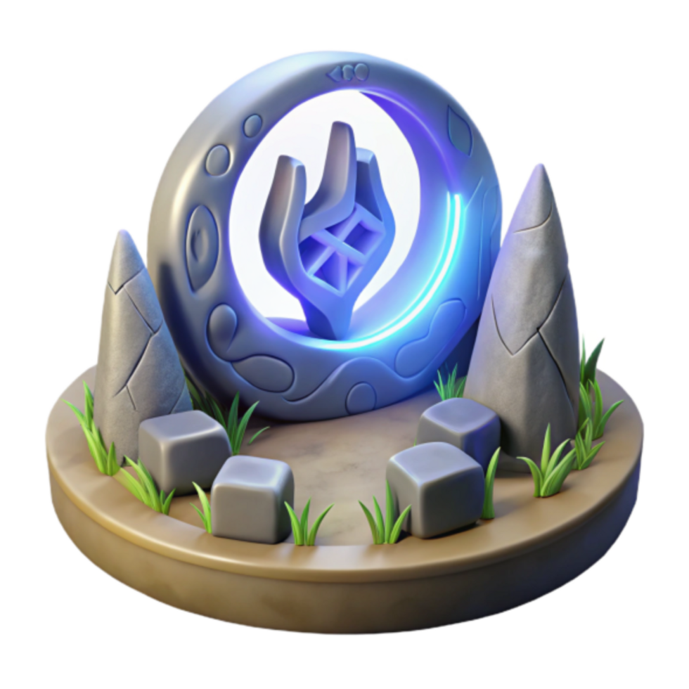 3D Render Mystic Portal Fantasy Stone Circle Glowing Icon png