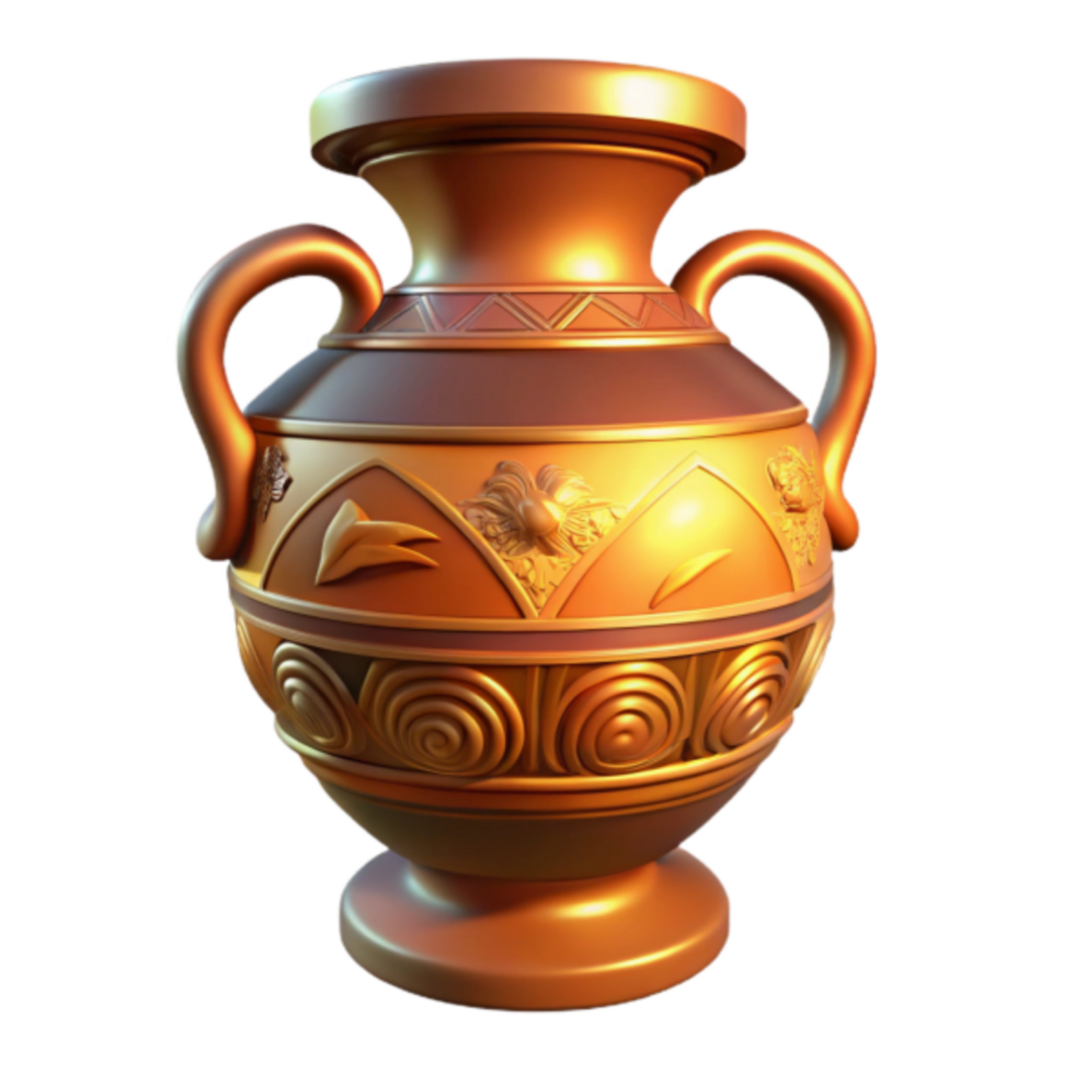 Golden Amphoras 3D Render Ancient Greek Style Vase Illustration png