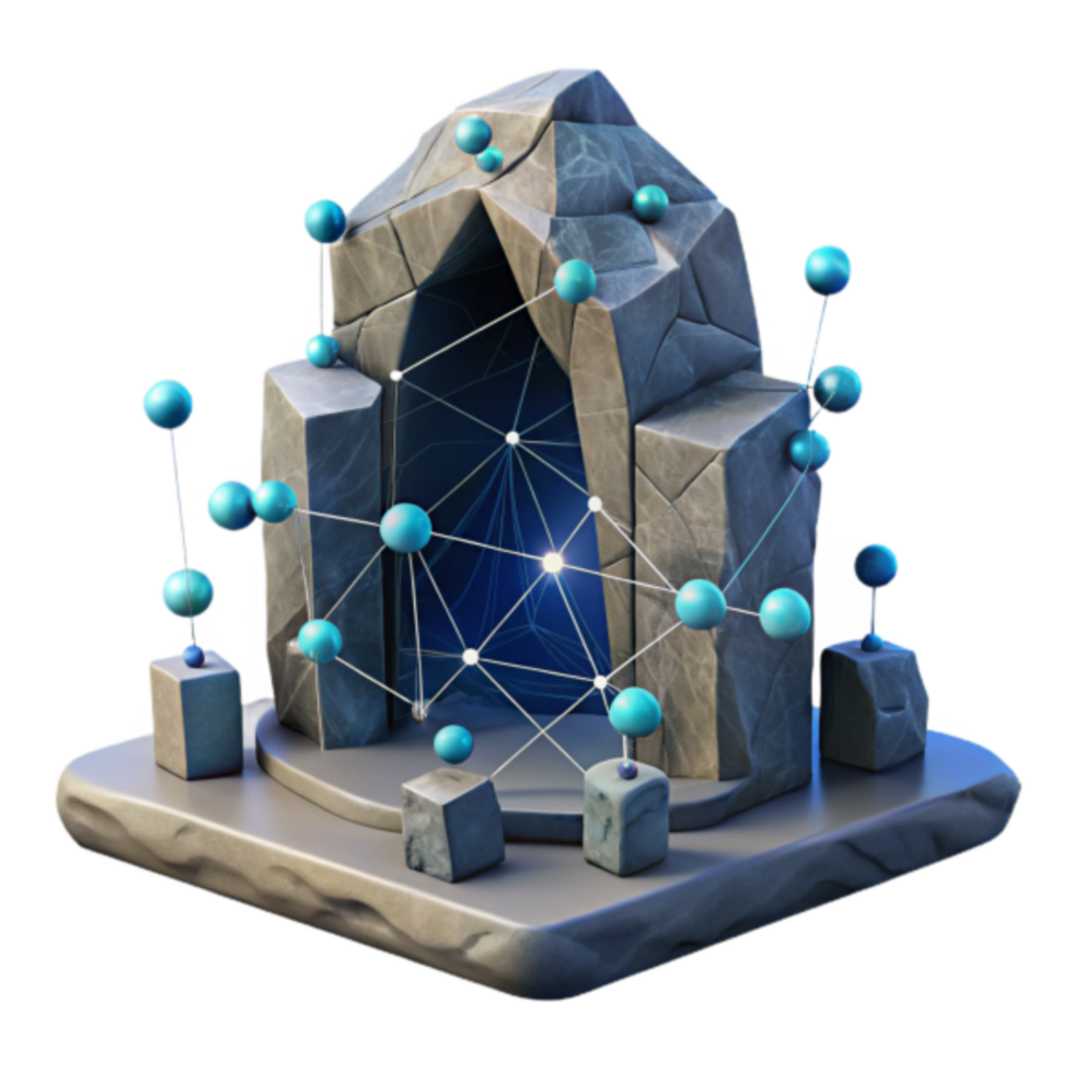 3D Illustration Stone Gateway Network Connection Abstract Background png