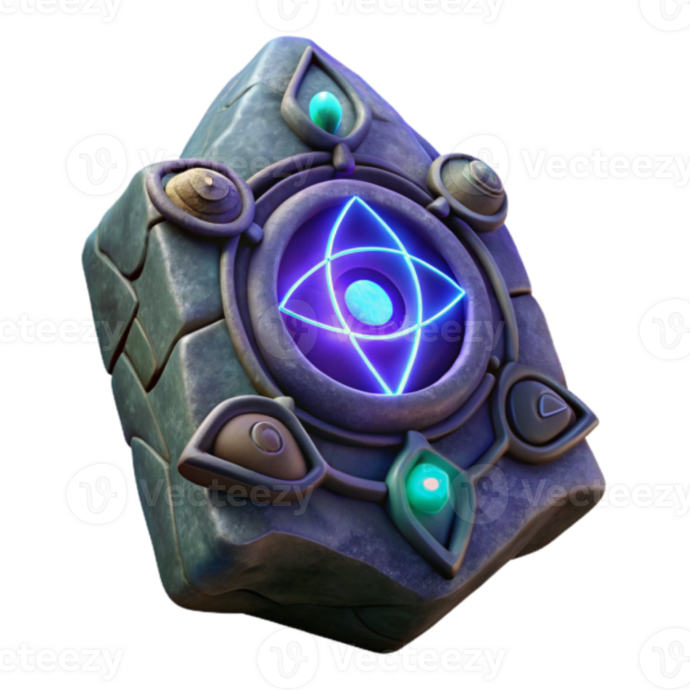 Mystic Stone Tablet 3D Render Glowing Symbolism png