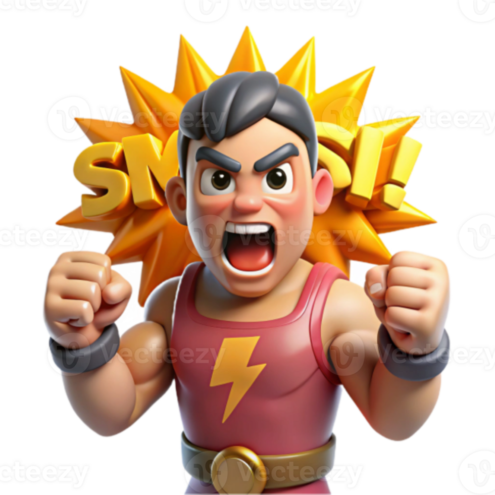 Powerful 3D Render of a Cartoon Superhero Smashing png