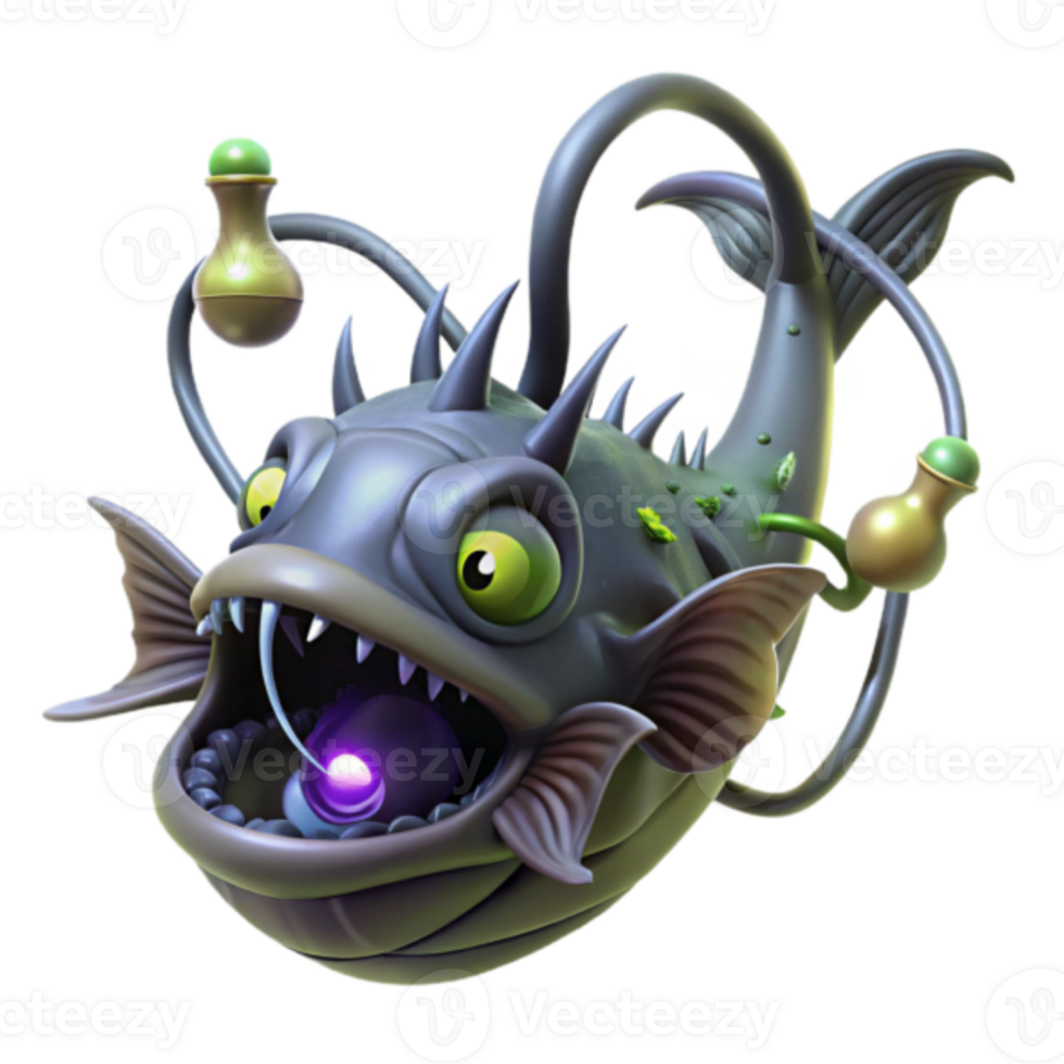 3D Illustration Cartoon Fantasy Fish with Glowing Orb png