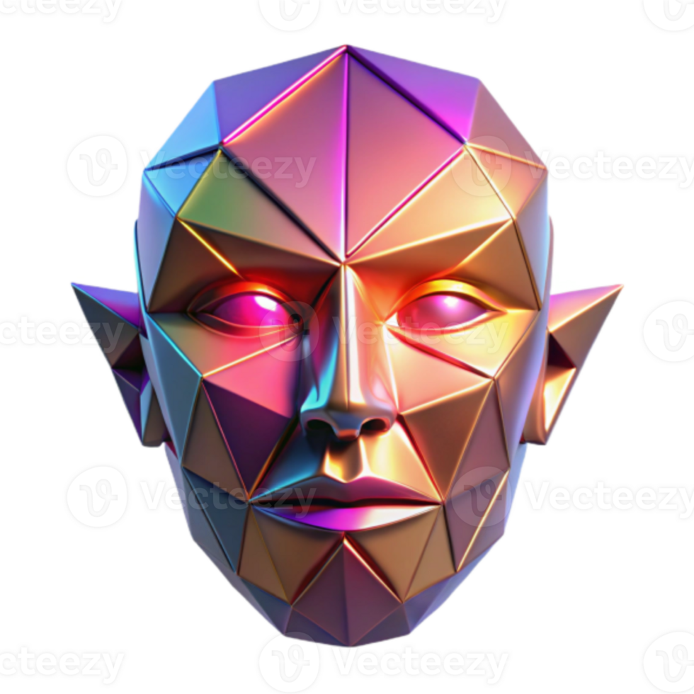 Geometric Polygonal Face 3D Render Abstract Background png