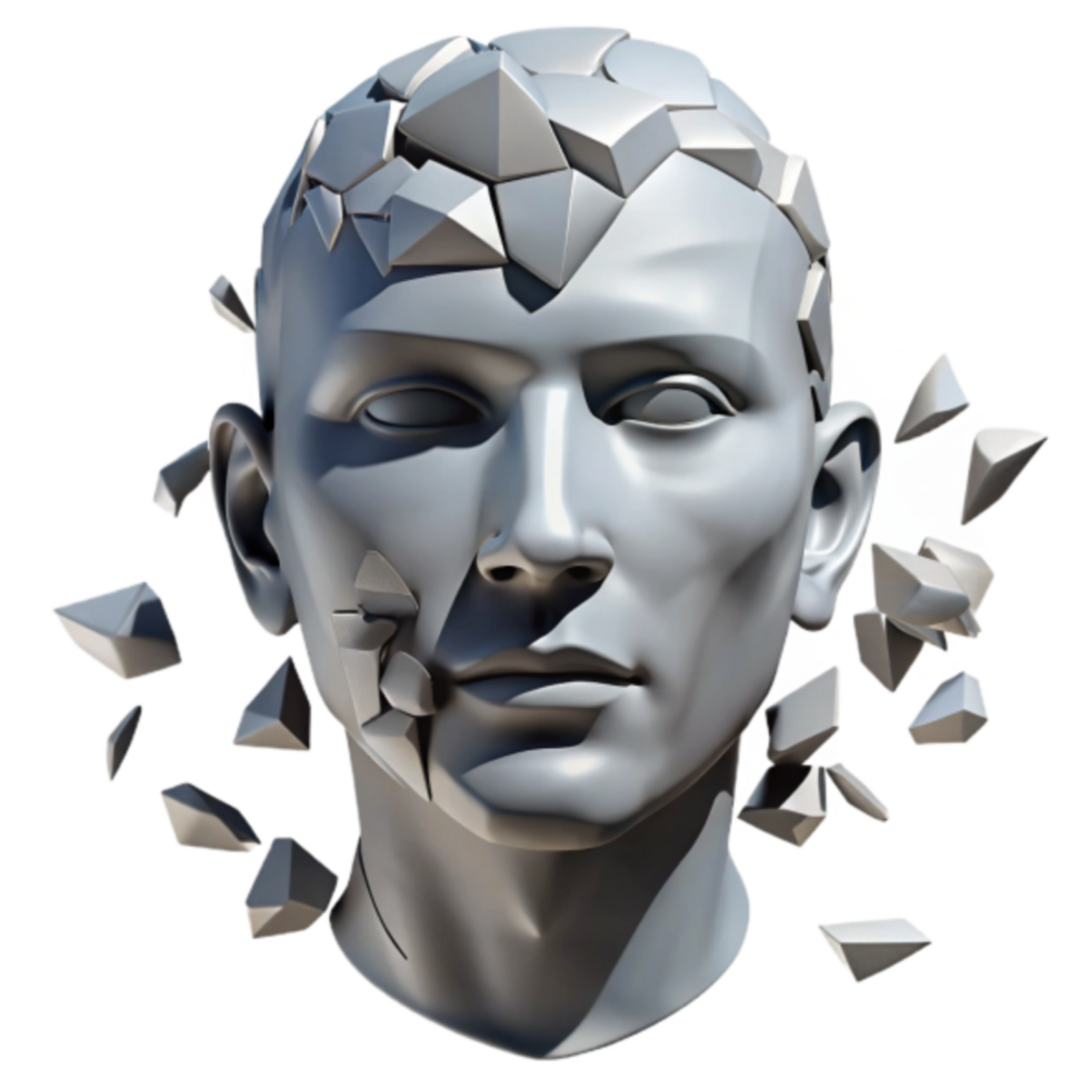 Shattered Mind 3D Illustration A Digital Depiction of Mental Fragmentation png