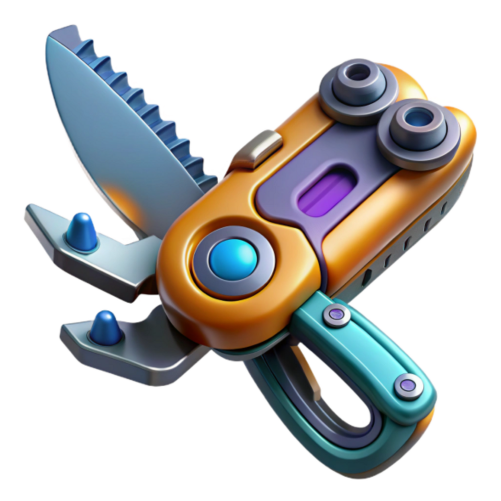 Futuristic 3D Render of a Multi-Tool Pocket Knife png