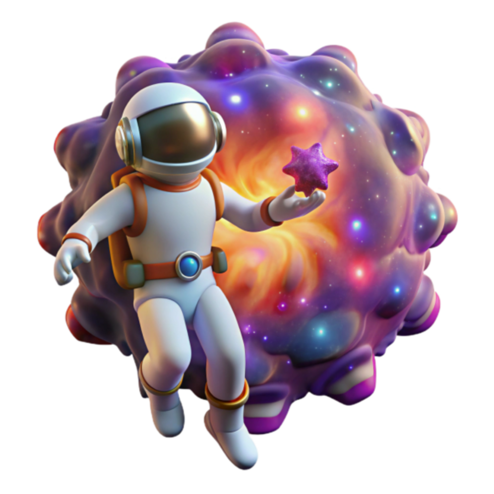 3D Illustration Astronaut in Cosmic Nebula, Galactic Exploration, Space Adventure png
