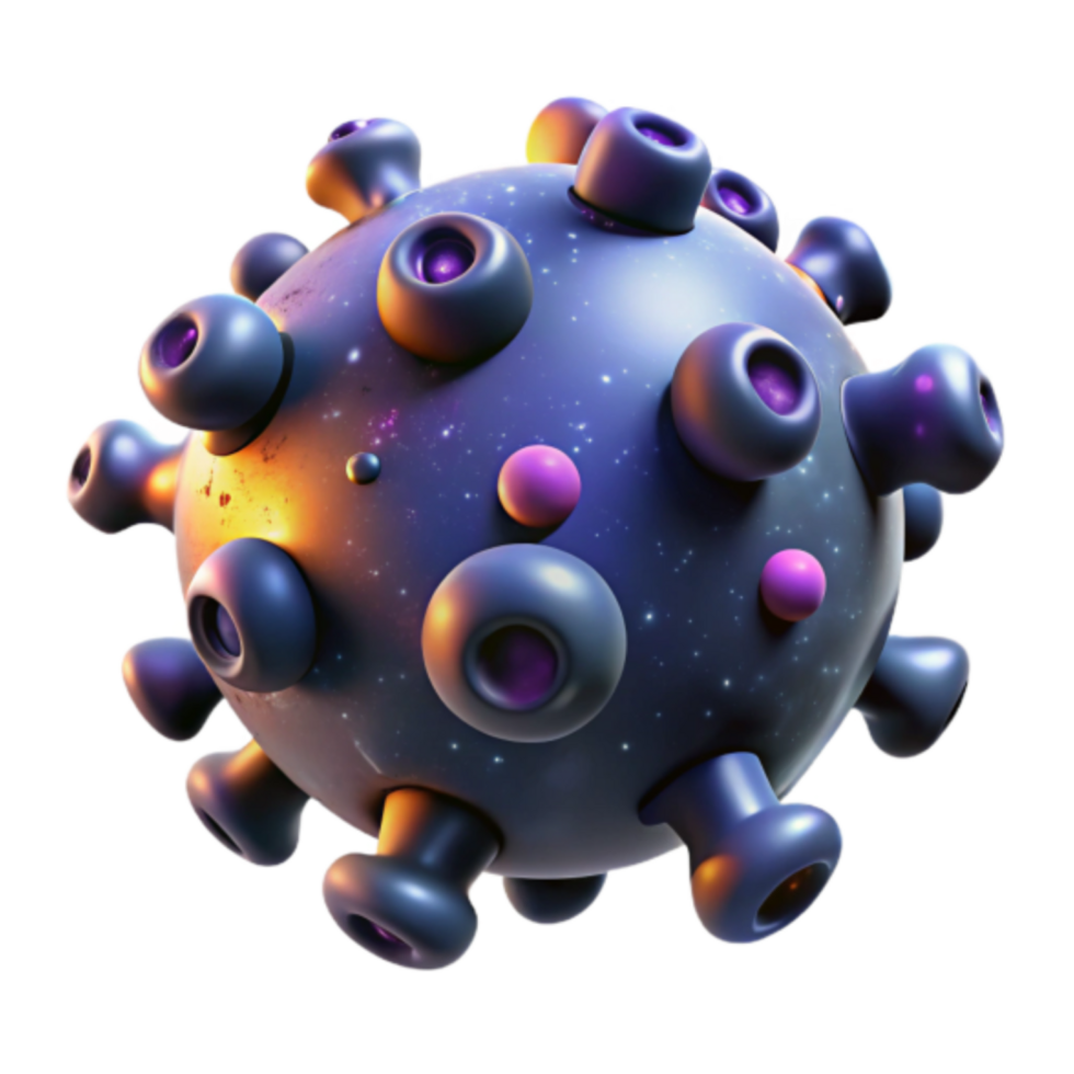 3D Render of a Microscopic Virus Particle, Detailed Cellular Structure, Abstract Viral Background png
