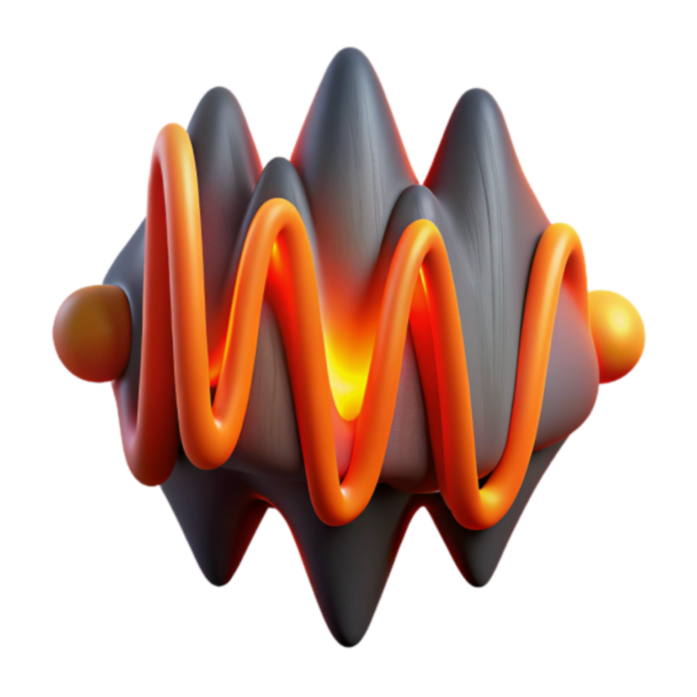 Abstract 3D Render Orange and Gray Waveform Design png