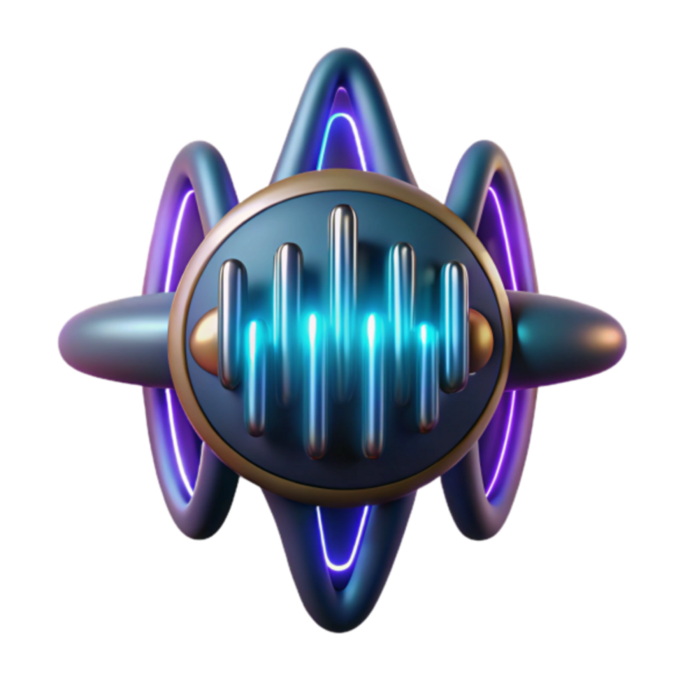 Abstract 3D Render of Sound Wave Visualizer with Glowing Neon Accents png