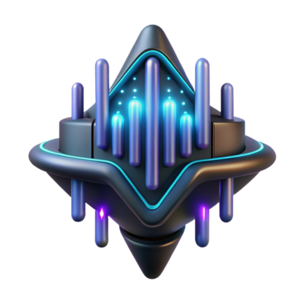 Abstract 3D Render Futuristic Glowing Cyberpunk Spaceship Design png