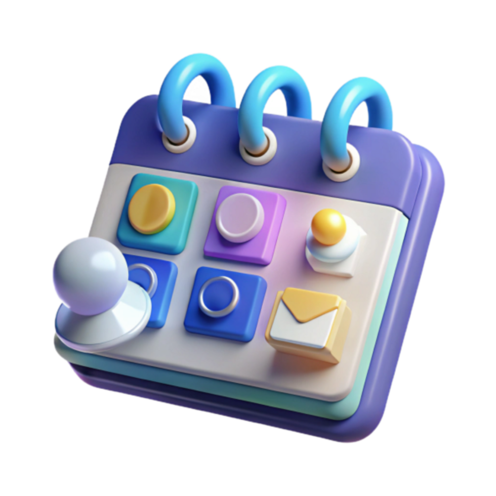 3D Render Colorful Calendar App Interface Illustration png
