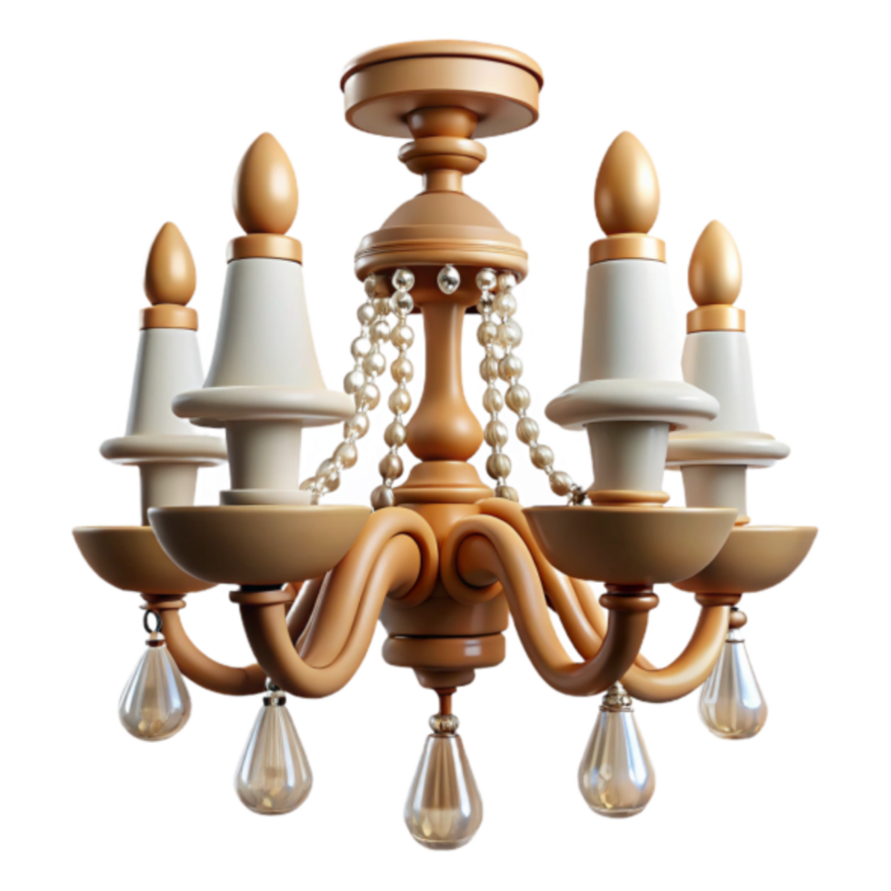 Elegant 3D Render of a Beige and Cream Chandelier png