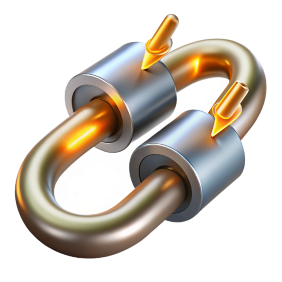 3D Illustration of Interlocking Metal Links, Abstract Technology Background png