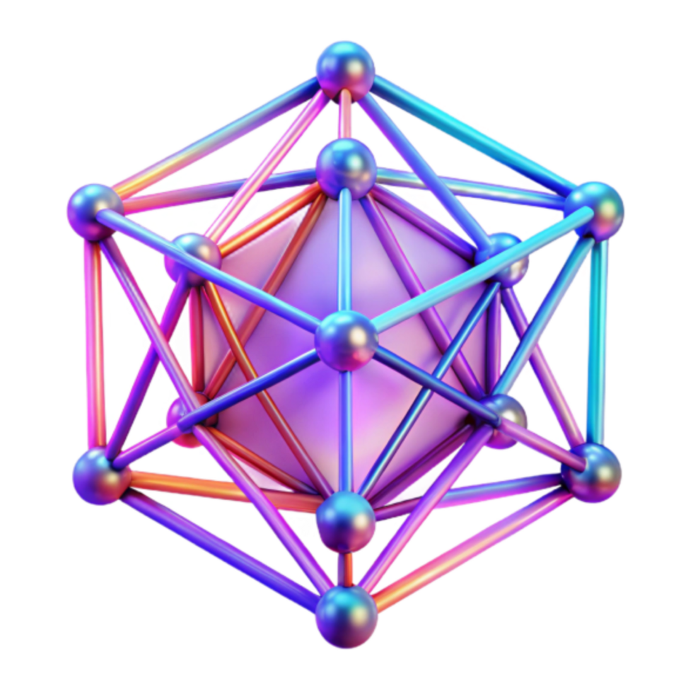Iridescent 3D Geometric Structure Abstract Background Illustration png