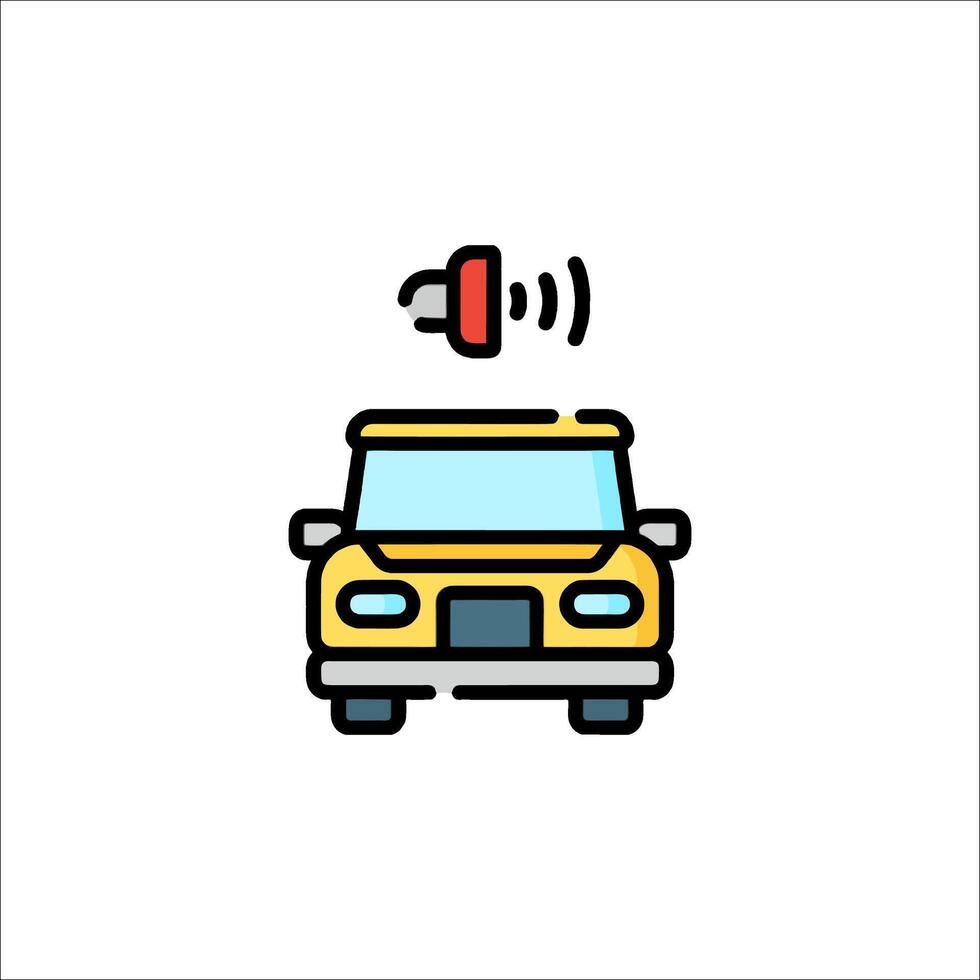 A car with a horn on it, and a red light vector