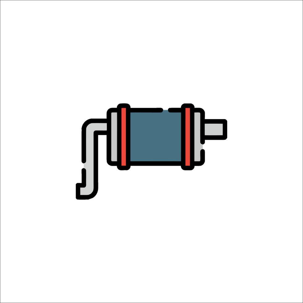 A red and blue cylinder with a handle on it vector