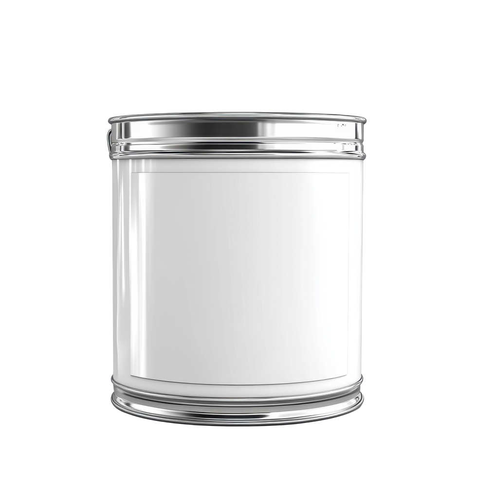Blank paint can ready for customization in a bright environment suitable for creative projects, Paint can with a blank label isolated on Transparent background mockup, background png