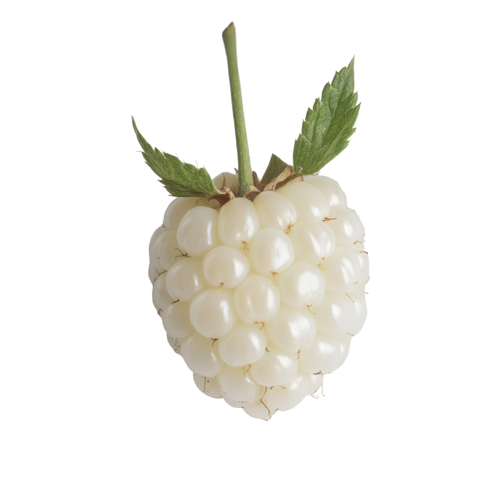 Unique half white raspberry showcasing delicate texture against a simple white background, half white raspberry on white background png