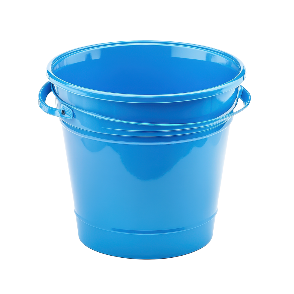Bright blue bucket isolated on a white background for versatile use in home and garden, Blue Bucket isolated on white background png